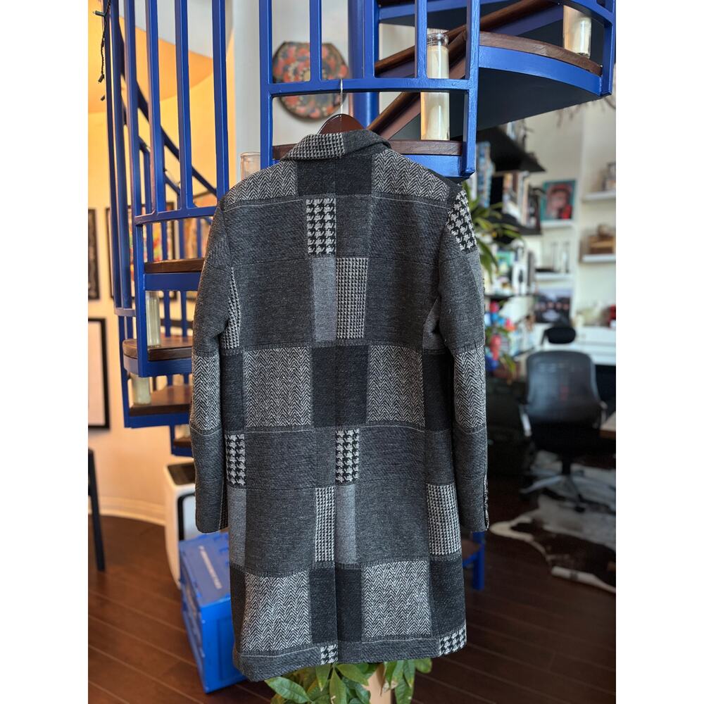 Vnt Grey Patchwork Double Breasted Coat Size L (5… - image 2